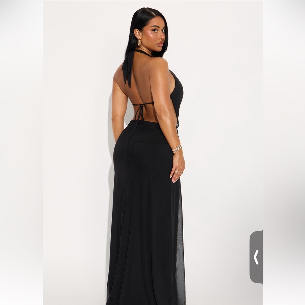 Halter neck mesh maxi dress